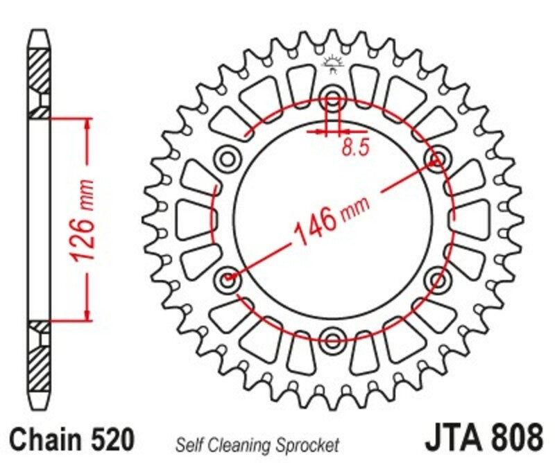 JTSPR RR SPROC 520 ALU 808, 49, BLK