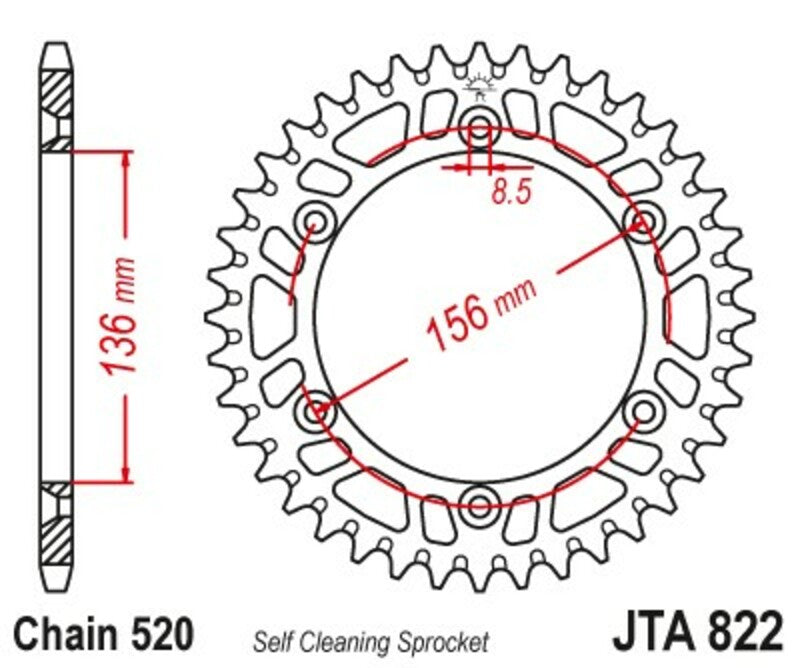 JTSPR RR SPROC 520 ALU 822, 45, BLK