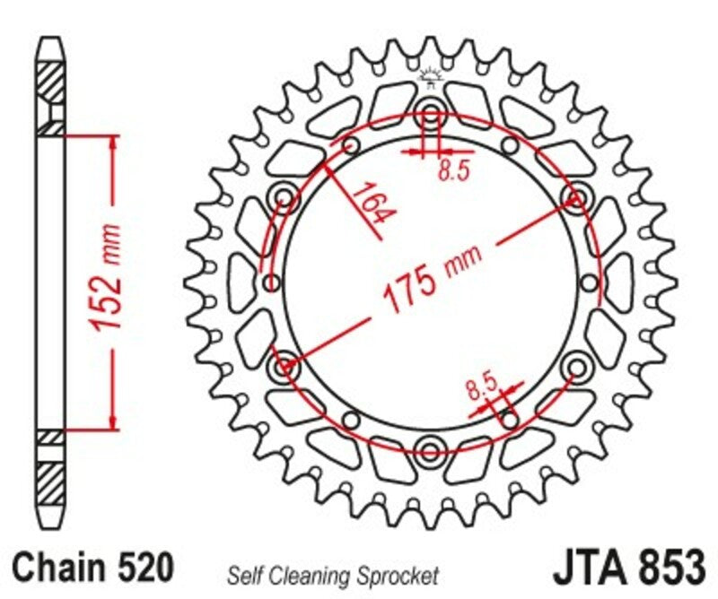 JTSPR RR SPROC 520 ALU 853, 52, BLK