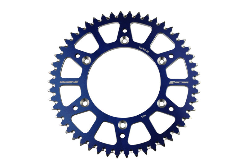 SCAR SPROCKET REAR ALUMINUM, 49, BLU