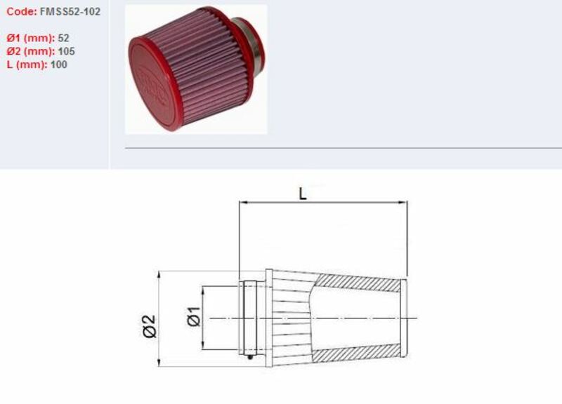 BMC FILTER AIR SLEEVE Ø52