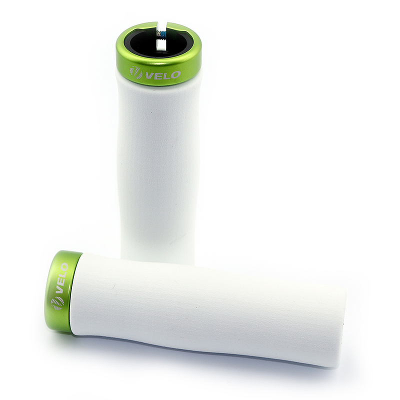 VELO GRIPS EVA + GEL. WH W/GREEN CLAMP