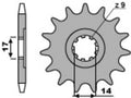 PBR FR SPROC 428 STEEL ST 210, 14