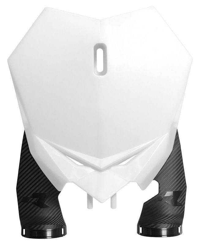 RTECH FRONT NUMBERPLATE 3 CLAMPS, WHT