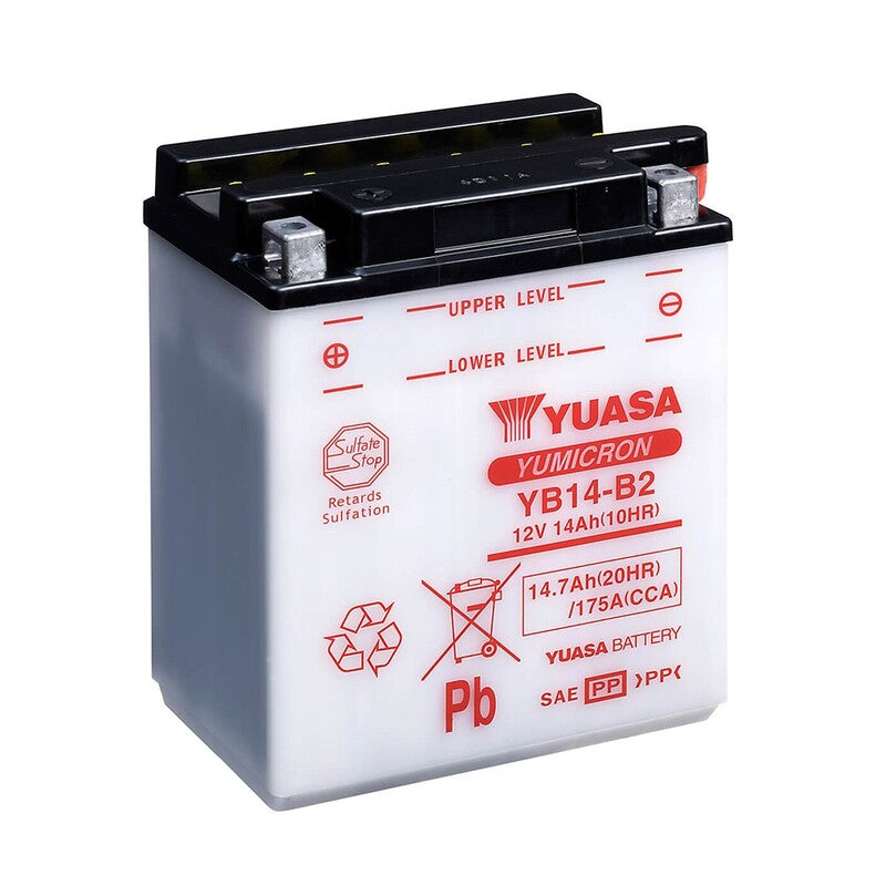YUASA BATTERY YB14-B2 CONV W/ ACID