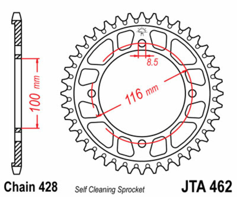 JTSPR RR SPROC 428 ALU UL SC 46, BLK, 51