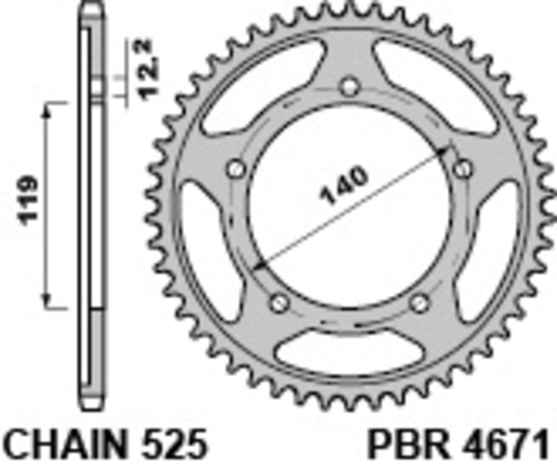 PBR RR SPROC 525 STEEL ST , 45