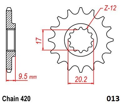 STEEL FRONT SPROCKET (420-14T)