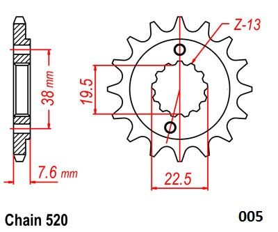 FRNT SPRCKET STEEL 520-15T SZK