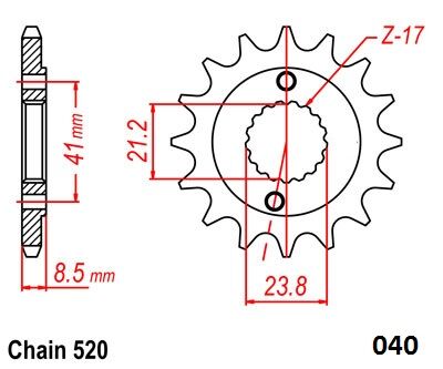 FRNT SPRCKET STEEL 520-14T HON
