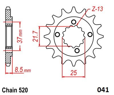 FRNT SPRCKET STEEL 520-13T HON