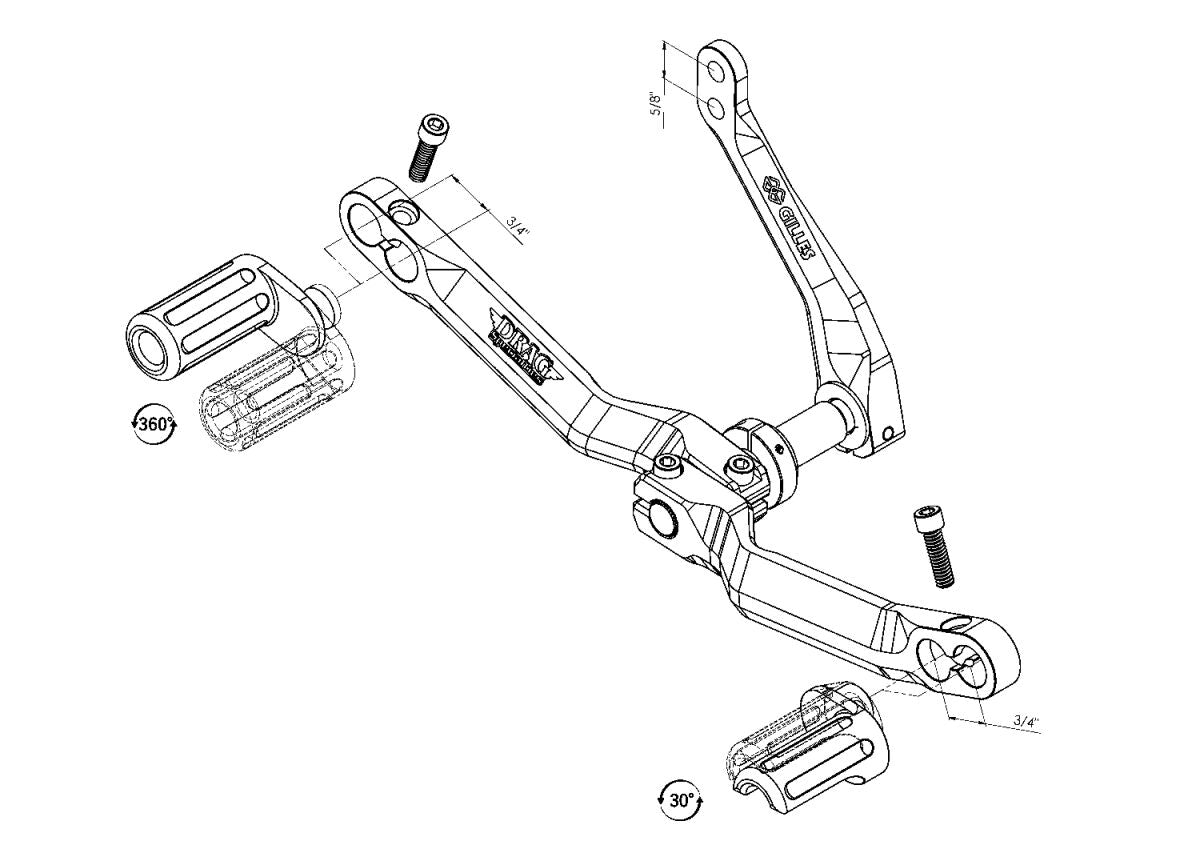 SHIFTER HEEL/TOE ADJUSTABLE BL