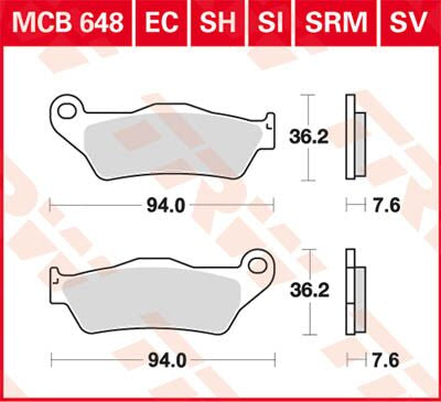 BRAKE PAD TRW MCB648RSI