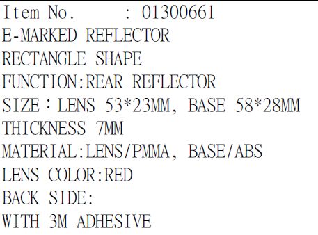 REFLECTOR 3M E-MARKED RD