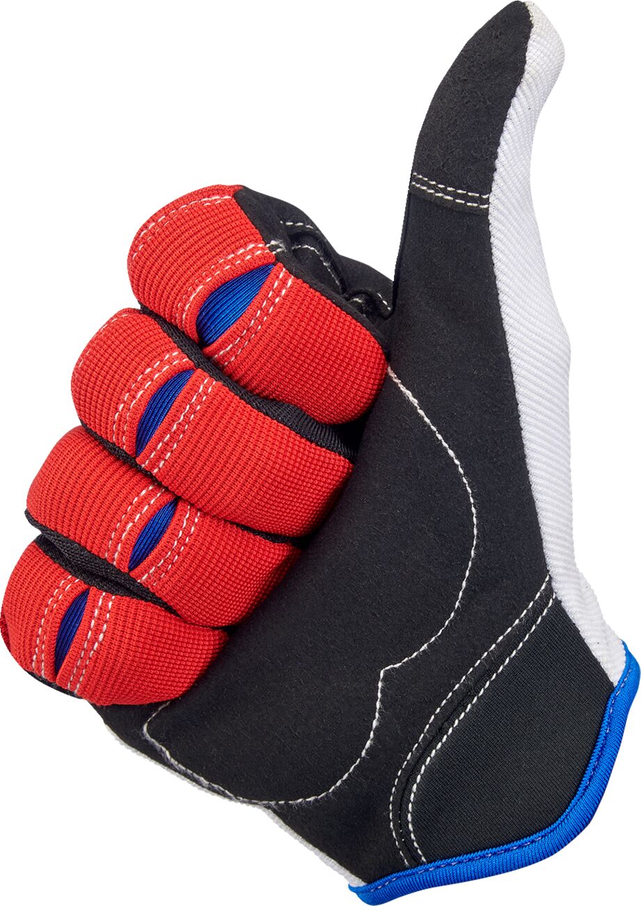 GLOVES MOTO RD/WH/BL MD