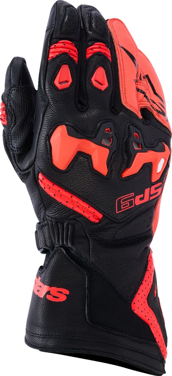 GLOVE SP-9 BLACK/RED FLUO S