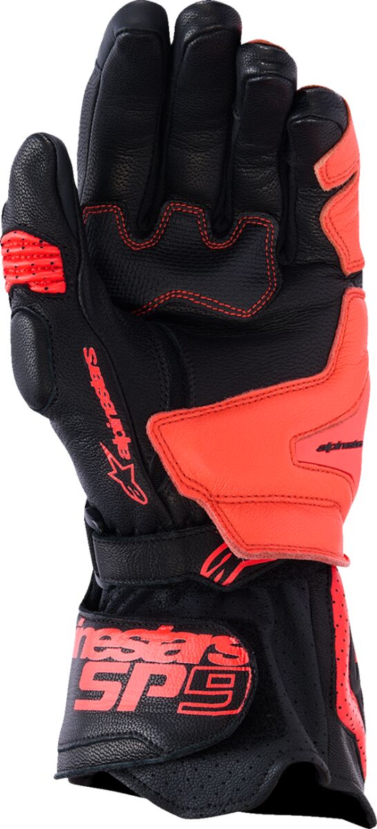 GLOVE SP-9 BLACK/RED FLUO L