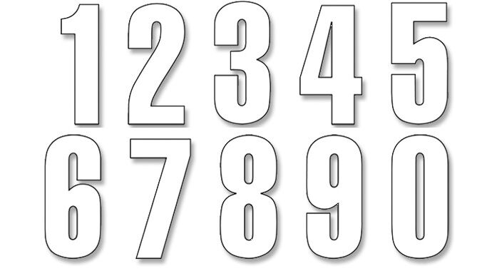 NUMBERS #0-9 13X7CM WH