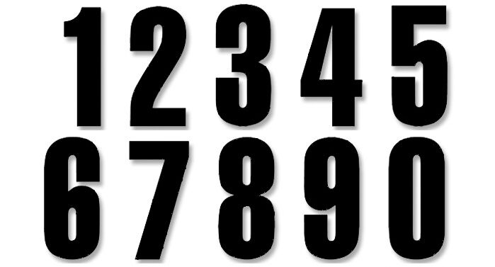 NUMBERS #0-9 13X7CM BK