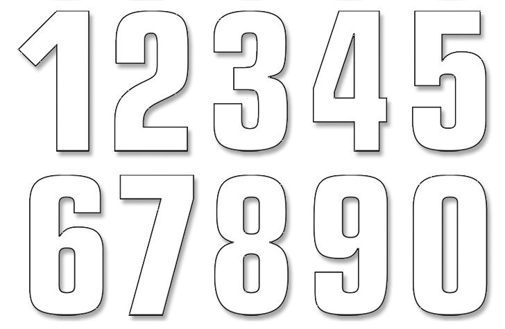 NUMBERS #0-9 16X7CM WH