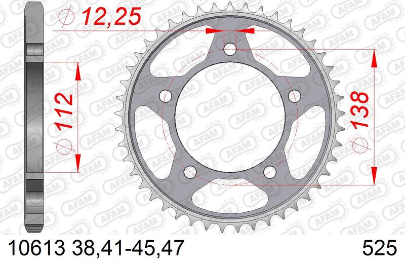 AFAM RR SPROC 525 STEEL ST 10613, 45