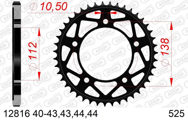 AFAM RR SPROC 525 STEEL ST 12816, 45