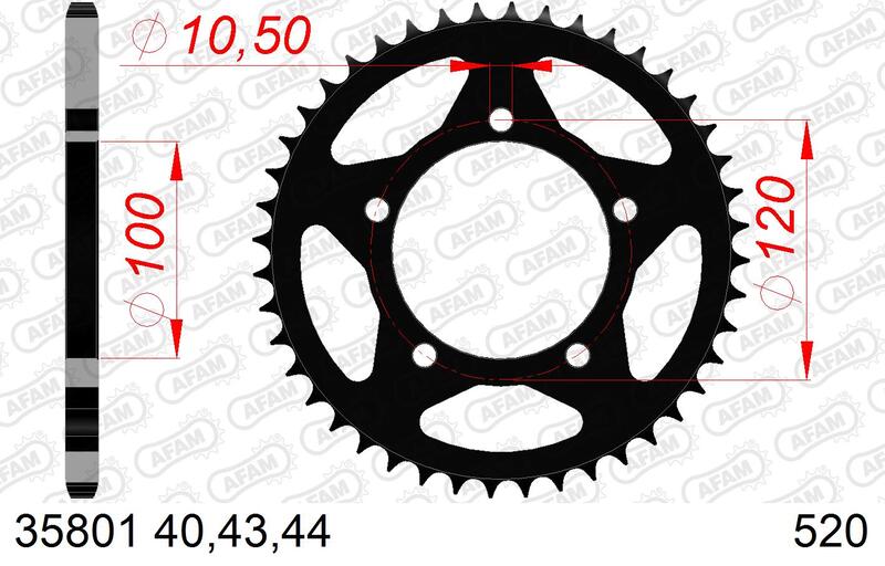 AFAM RR SPROC 520 STEEL ST 35801, 43