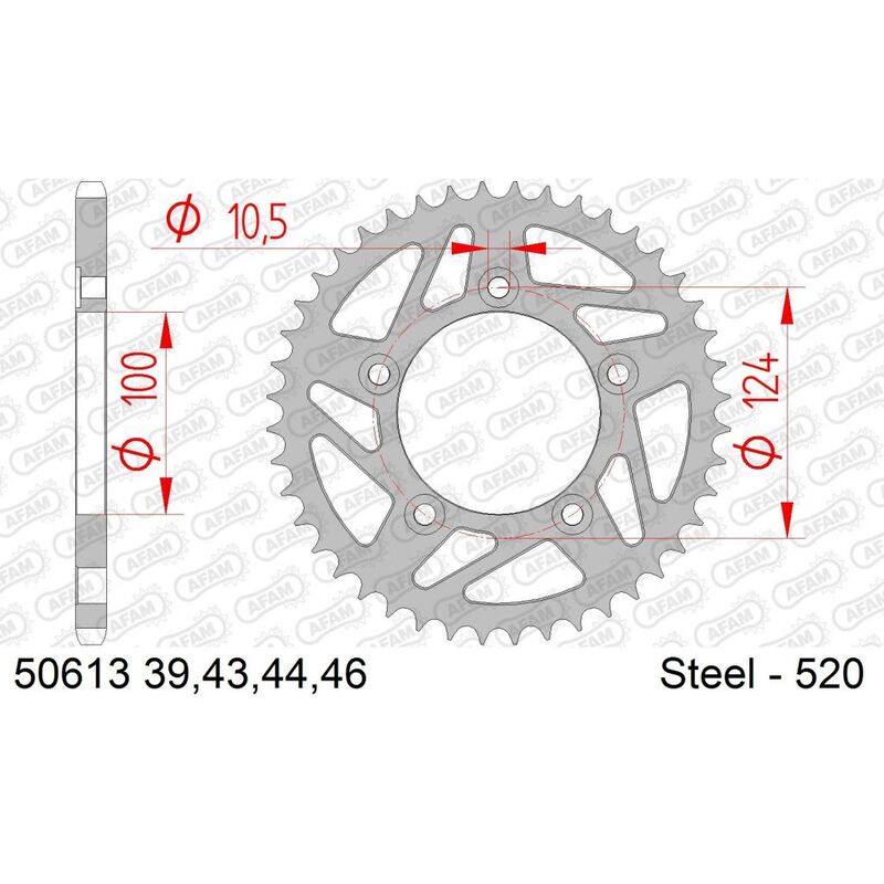 AFAM RR SPROC 520 STEEL ST 50613, 46