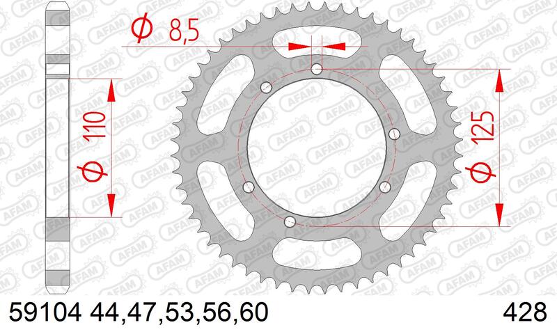 AFAM RR SPROC 428 STEEL ST 59104, 47