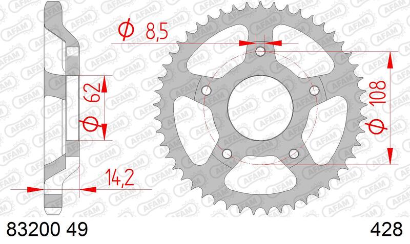 AFAM RR SPROC 428 STEEL ST 83200, 49