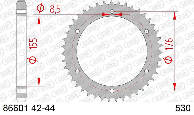 AFAM RR SPROC 530 STEEL ST 86601, 45