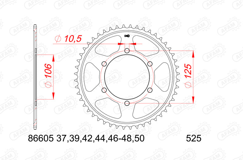 AFAM RR SPROC 525 STEEL ST 86605, 39