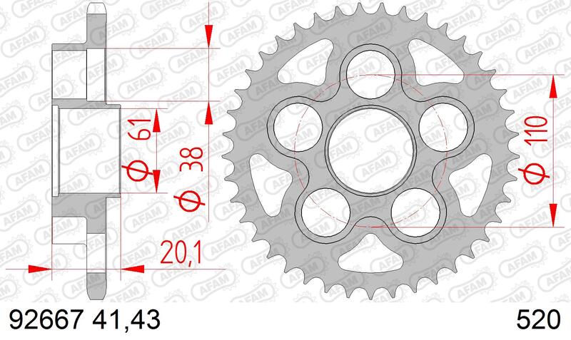 AFAM RR SPROC 520 STEEL ST 92667, 41