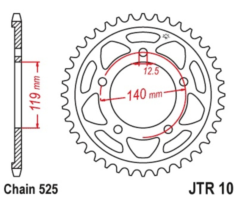 JTSPR RR SPROC 525 STEEL ST 10, 45