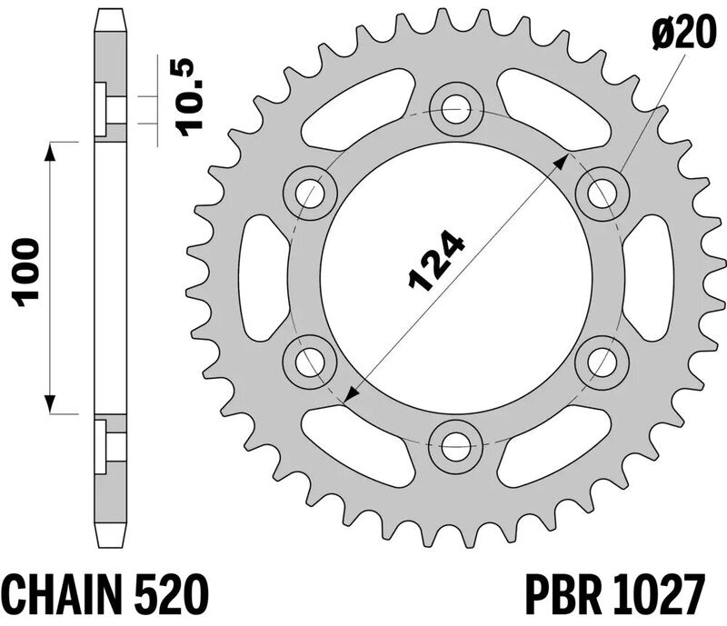 PBR RR SPROC 520 STEEL ST 1027, 42