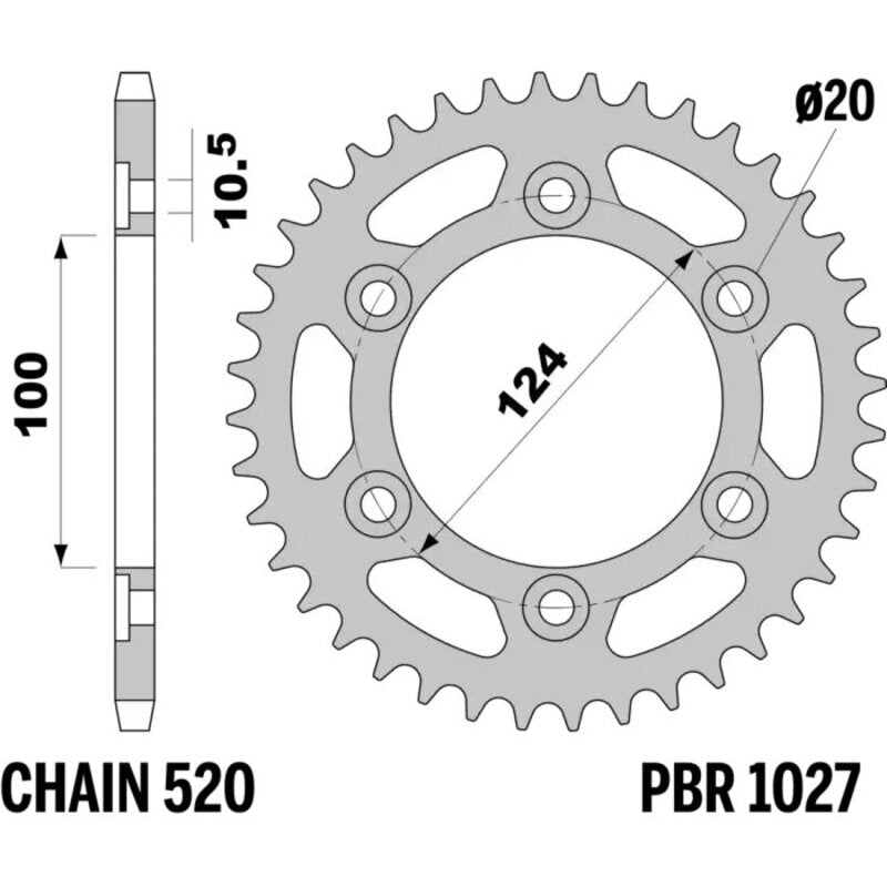 PBR RR SPROC 520 STEEL ST 1027, 43