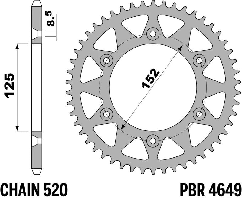 PBR RR SPROC 520 ALU UL 4649, 49