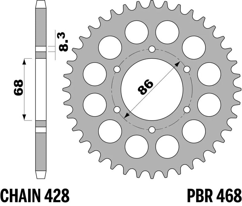 PBR RR SPROC 428 STEEL ST 468, 54