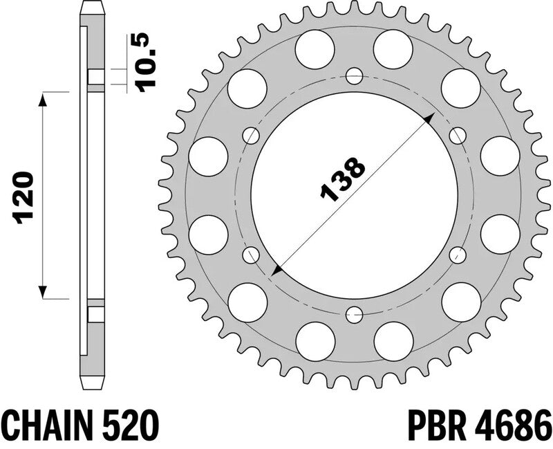 PBR RR SPROC 520 STEEL ST 4686, 45