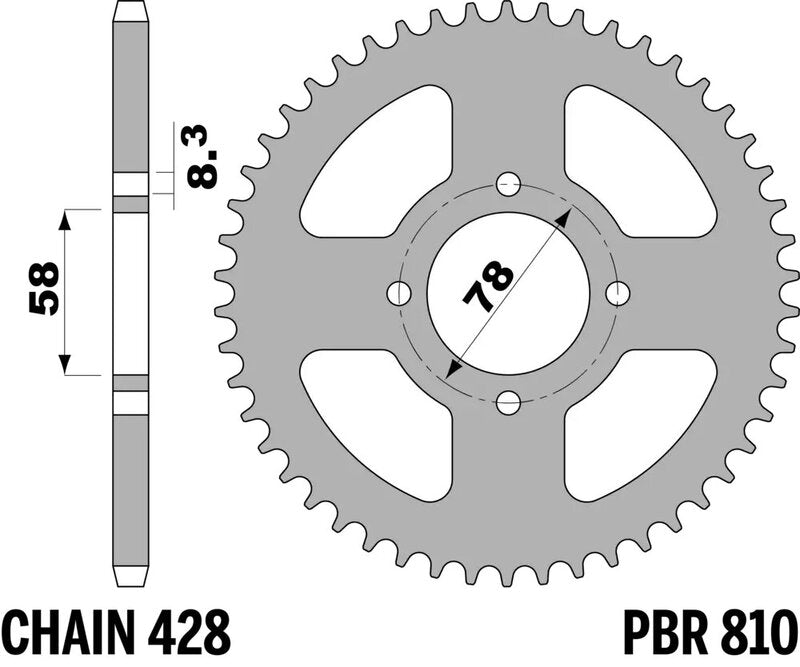 PBR RR SPROC 428 STEEL ST 810, 50