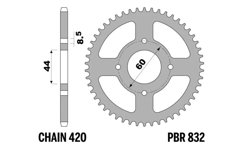PBR RR SPROC 420 STEEL ST 832, 45