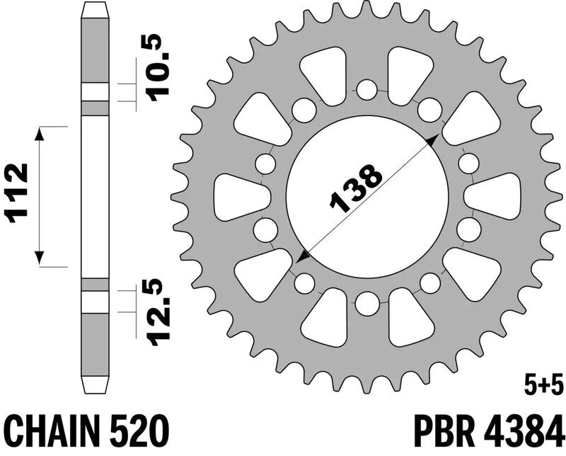 PBR RR SPROC 520 STEEL ST 4384, 45
