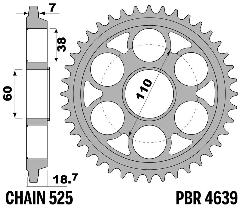 PBR RR SPROC 525 STEEL ST 4639, 42