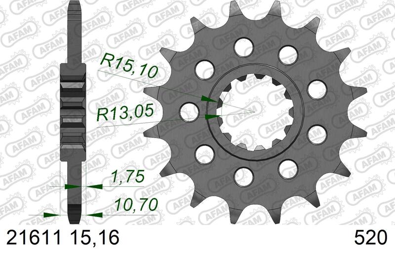 AFAM FR SPROC 520 STEEL ST 21611, 16