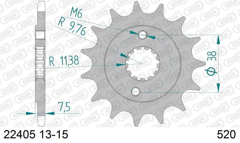 AFAM FR SPROC 520 STEEL ST 22405, 15