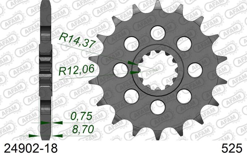 AFAM FR SPROC 525 STEEL ST 24902, 18