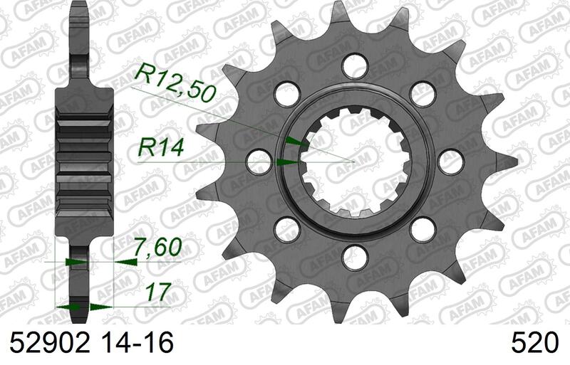 AFAM FR SPROC 520 STEEL ST 52902, 16