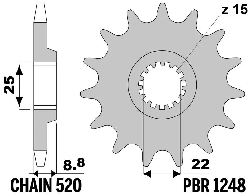 PBR FR SPROC 520 STEEL ST 1248, 14
