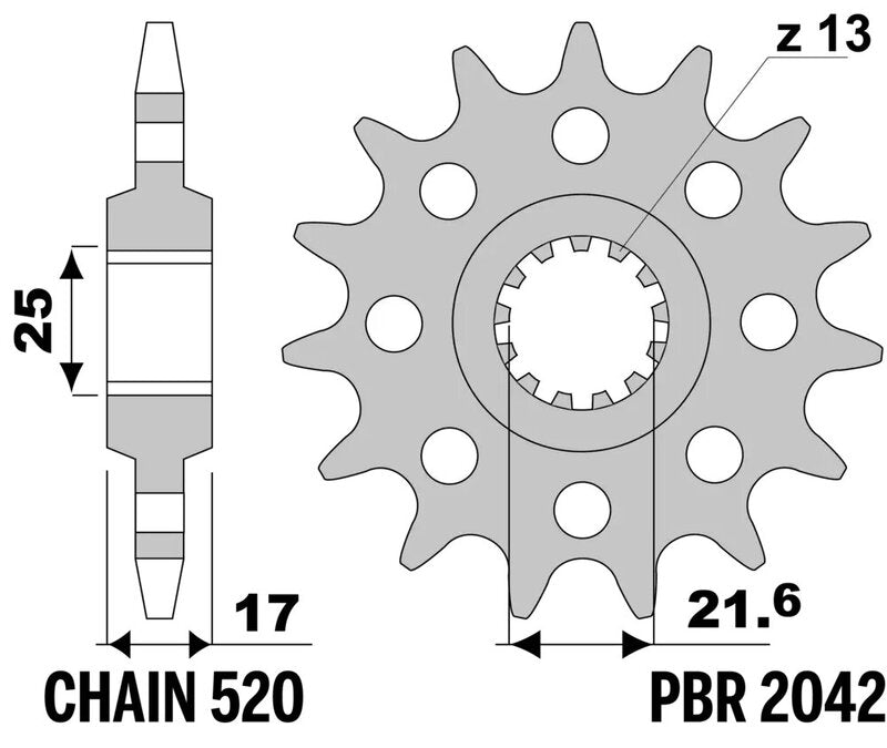 PBR FR SPROC 520 STEEL ST 2042, 14