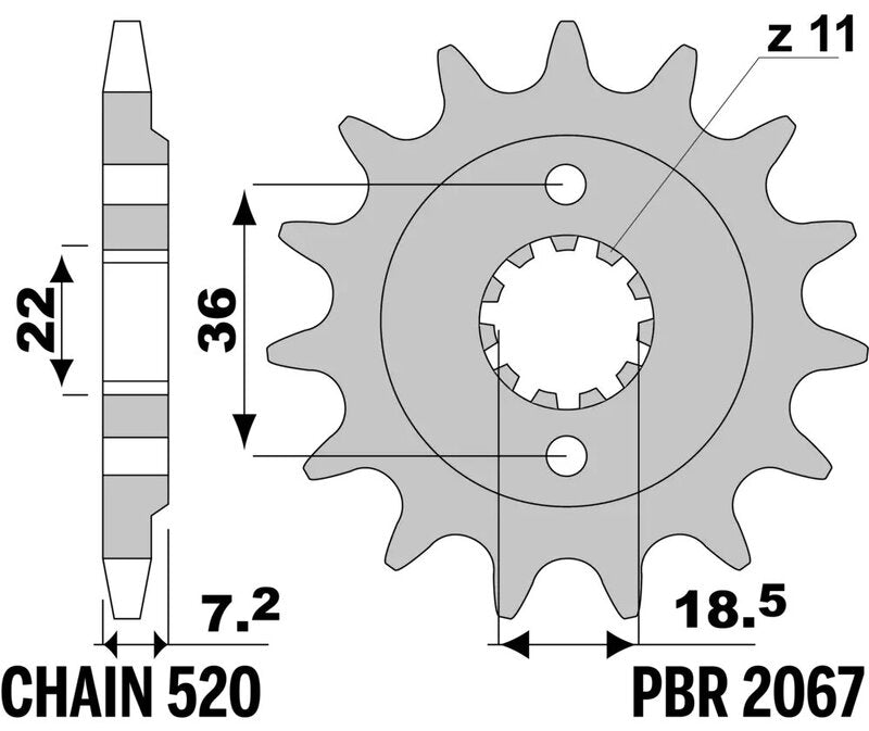 PBR FR SPROC 520 STEEL ST 2067, 14